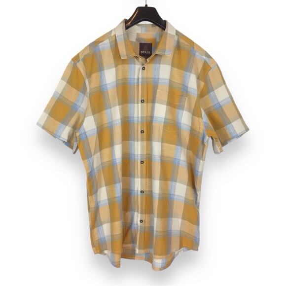 PRANA Benton Plaid Short Sleeve Button Up Men's Shirt size XXL - Picture 1 of 4